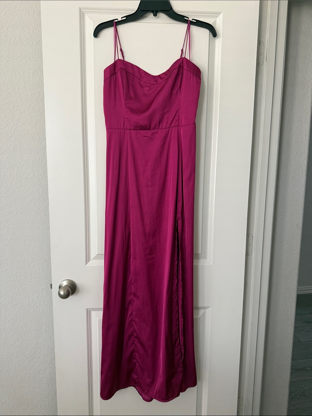 Abercrombie & Fitch Fuchsia Satin Spaghetti-Strap Maxi Dress